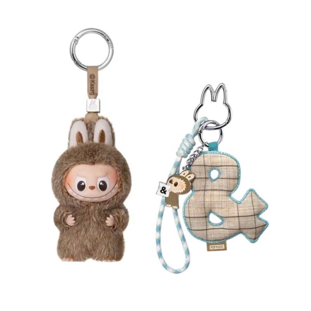 POP MART Pin For Love “&” Labubu Vinyl Plush and Letter Pendant Bundle